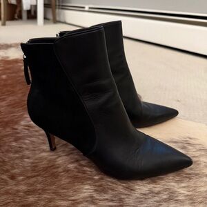 Veronica Beard Black Leather and Suede Booties Heeled